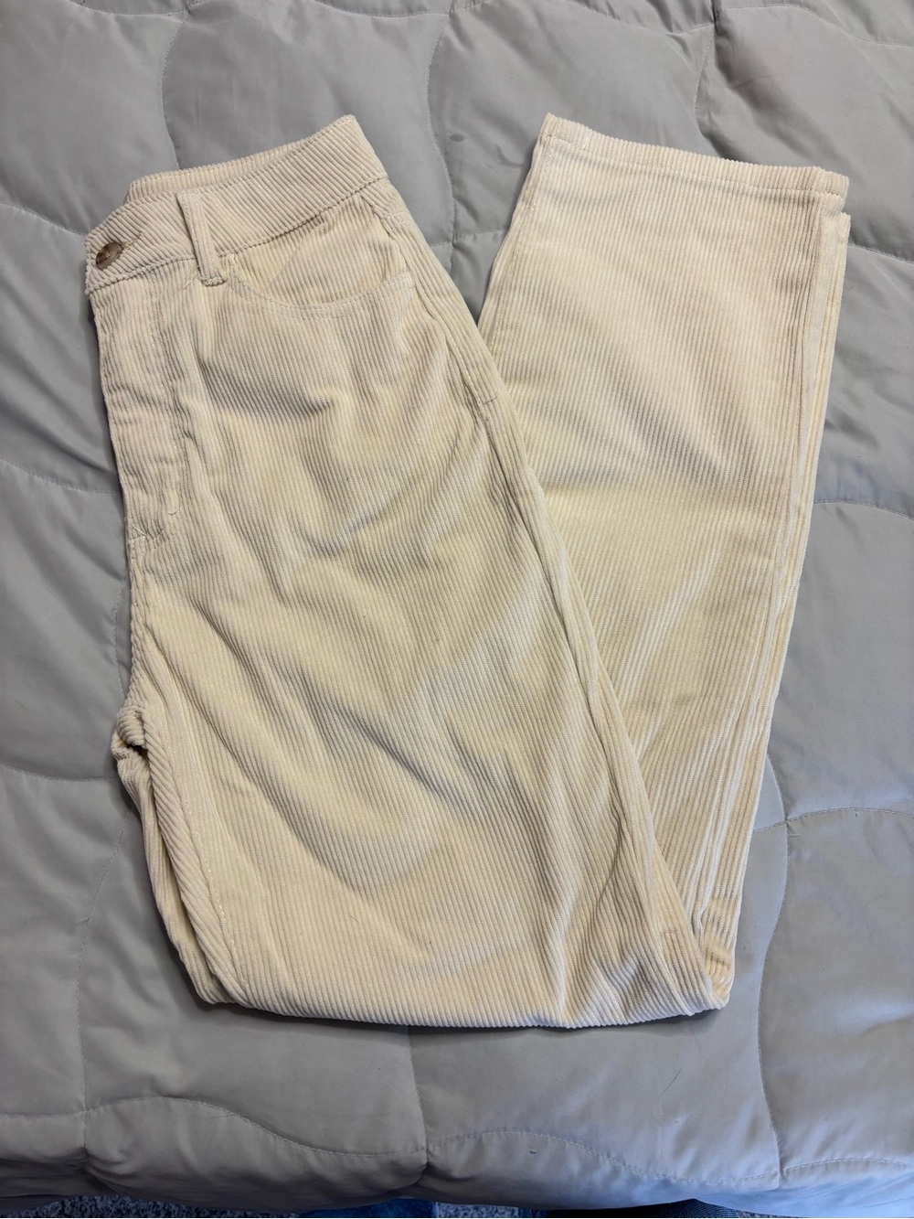 SHEIN Cream Corduroy Straight-Leg Jeans